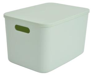 Cutie de depozitare verde-deschis din plastic cu capac 35,5x25,5x23 cm – Homéa