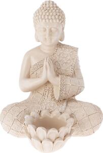 Decor de grădină Buddha pentru lumânare de ceai ,14 x 19 x 13 cm, crem