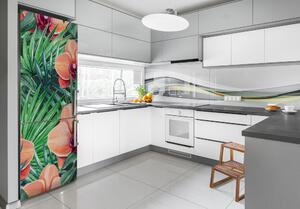 Autocolant pe frigider Orhidee și palmieri