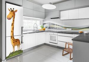 Foto Autocolant pentru piele al frigiderului girafă de perete