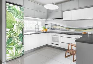 Autocolant pe frigider frunze tropicale