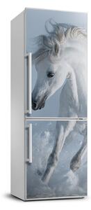 Autocolant pe frigider cal alb