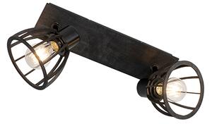 Plafoniera industriala neagra cu 2 lumini - Fotu