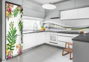 Autocolant frigider acasă flori tropicale