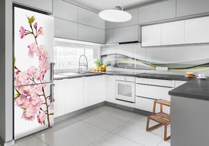 Autocolant frigider acasă flori de cireș