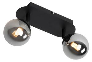 Spotlight modern negru cu sticlă fumurie 2 lumini - Atena