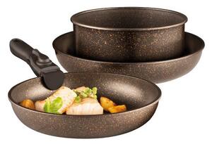 Set tigai si oala cu maner detasabil, 4 piese, invelis Qualum Basic Stone Edition, Gold
