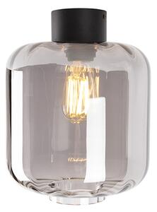 Plafoniera de design neagra cu sticla fumurie - Qara