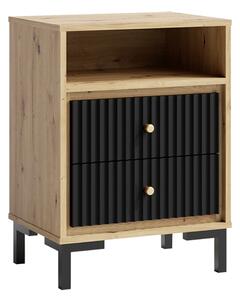 Noptiera PARII PA14, stejar artisan/negru, PAL laminat, 50x37x68 cm