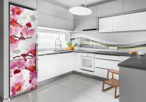 Autocolant frigider acasă orhidee roz