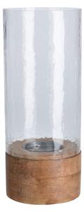 Candela Mango din lemn si sticla 15x37 cm