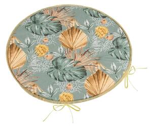 Bellatex Pernă de scaun Adele rotundă netedăMonstera roz galben 40 x 40 cm