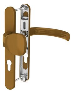 Maner usa exterior, Jowisz, cu sild si buton exterior fix, cu arc, material aluminiu, culoare bronz, 92 x 32 mm