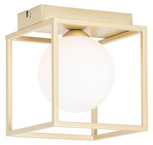 Plafoniera de design aurie cu sticlă albă - Aniek