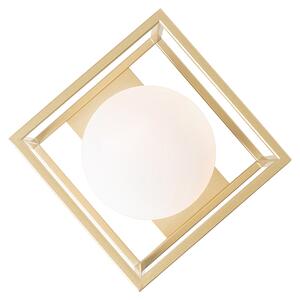 Plafoniera de design aurie cu sticlă albă - Aniek