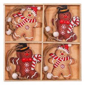 Set decoratiuni de Craciun din lemn GINGERBREAD, 12 buc
