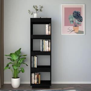 Bibliotecă/Separator cameră negru 40x35x135 cm lemn masiv pin