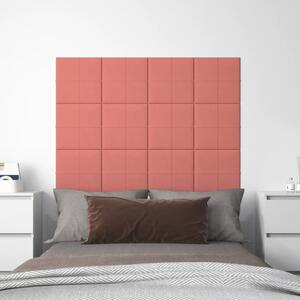 Panouri de perete 12 buc. roz 30x30 cm catifea 1,08 m²