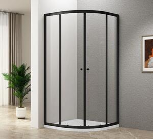 Aqualine Aqualine, ARLETA BLACK paravan de duș sfert de cerc 800x800mm, sticlă transparentă, BLS800