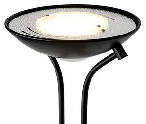 Lampă de podea modernă neagră cu lampă de citit cu LED cu dimmer de la cald - Diva