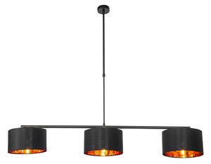 Lampă modernă suspendată neagră cu auriu 125 cm 3 lumini - VT 3