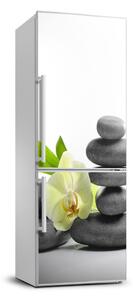 Autocolant pe frigider Orhideea și pietre