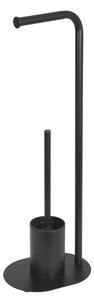 Aqualine Aqualine, suport SAMBA cu suport pentru hartie igienica si perie toaleta, negru, SB236