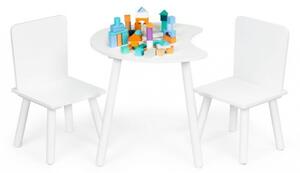 Set de masa in forma de luna si doua scaune pentru copii MCT WH140 - Alb