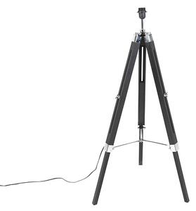 Lampă de podea cu trepied negru cu abajur 45cm din in alb