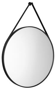 Aqualine Aqualine, oglindă rotundă STAGO cu curea din piele, diametru 60 cm, negru mat, SG065