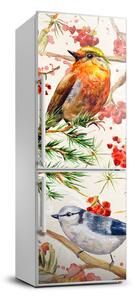 Autocolant pe frigider Păsări și flori