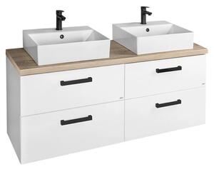Aqualine Aqualine, VEGA Set mobilier baie, latime 125 cm, alb/stejar platina, VG064-04
