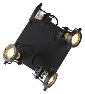 Spotlight industrial negru cu 4 lumini - Suplux