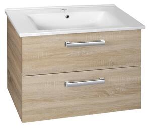 Aqualine Aqualine, dulap lavoar VEGA 72x57,6x43,8 cm, 2xsertare, stejar platinat, VG873