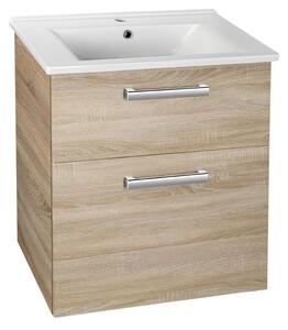 Aqualine Aqualine, dulap lavoar VEGA 62x72,6x43,8 cm, 2xsertare, stejar platinat, VG863