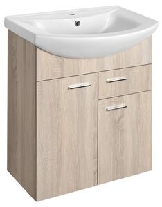 Aqualine Aqualine, dulap lavoar ZOJA 61,5x74x32cm, 2x usi, 1x sertar, stejar platinat, 51165