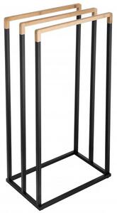 Erga Bila, suport pentru prosoape cu 3 brațe pentru picioare 45x29x94 cm, negru-maro mat, ERG-YKA-P.BILA3-BLK
