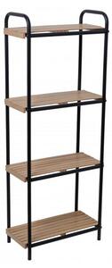 Erga Mike, raft de baie metalic cu patru rafturi 42x22x106,5 cm, negru-maro natural, ERG-YKA-P.MIKE-4