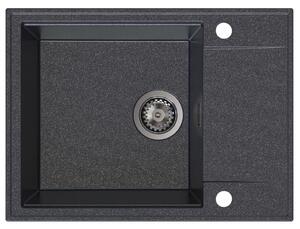 Chiuvetă de bucătărie Sink Quality Sink55, granit 620x460x215 mm + sifon grafit, negru pătat, SKQ-SINK.B.1KKO.XB