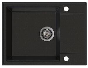 Chiuvetă de bucătărie Sink Quality Sink55, granit 620x460x215 mm + sifon grafit, negru cu puncte aurii, SKQ-SINK.L.1KKO.XB