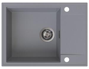 Chiuvetă de bucătărie Sink Quality Sink55, granit 620x460x215 mm + sifon grafit, gri, SKQ-SINK.D.1KKO.XB
