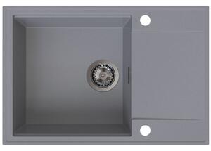 Chiuvetă de bucătărie Sink Quality Sink55, granit 680x460x215 mm + sifon grafit, gri, SKQ-SINK.D.1KDO.XB