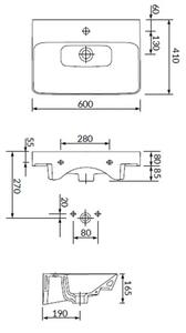 Cersanit - SET B280 LARA MILLE SLIM 60 (DULAP + LAVOAR), Nuc, S801-319-DSM
