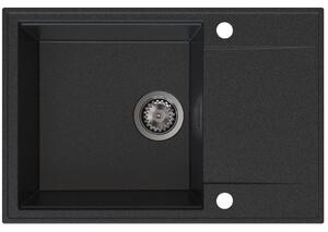Chiuvetă de bucătărie din granit Sink Quality Sink55 680x460x215 mm + sifon grafit, grafit, SKQ-SINK.G.1KDO.XB