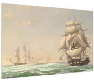 Tablou - Fitz Henry Lane, The United States Frigate President Engaging the British Squadron, reproducere (90x60 cm)