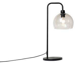 Lampă de masă modernă neagră cu abajur fumuriu - Maly