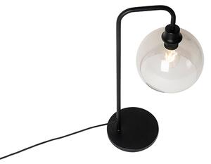 Lampă de masă modernă neagră cu abajur fumuriu - Maly