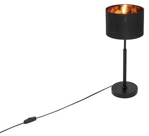 Lampa de masă modernă cu abajur din stofă negru cu auriu - VT 1