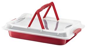 Tava copt cu capac plastic 49x29cm, cu invelis Non-stick, Cherry