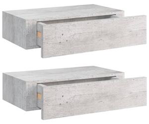 Dulapuri de perete cu sertar 2 buc. gri beton 40x23,5x10 cm MDF